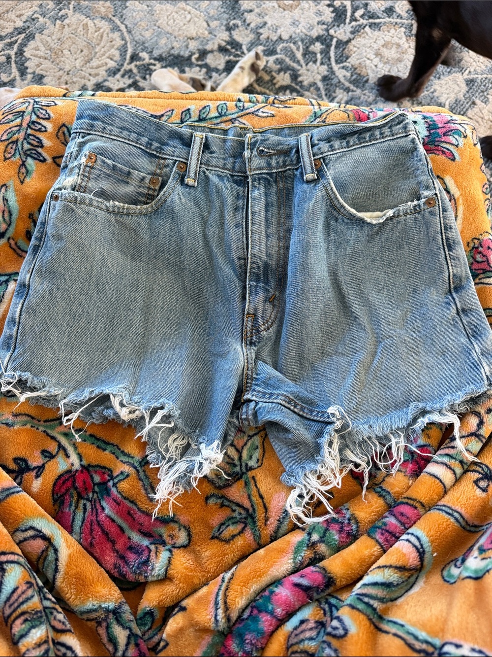 Levi's CUSTOM Light Blue Distressed Denim Cutoff Shorts